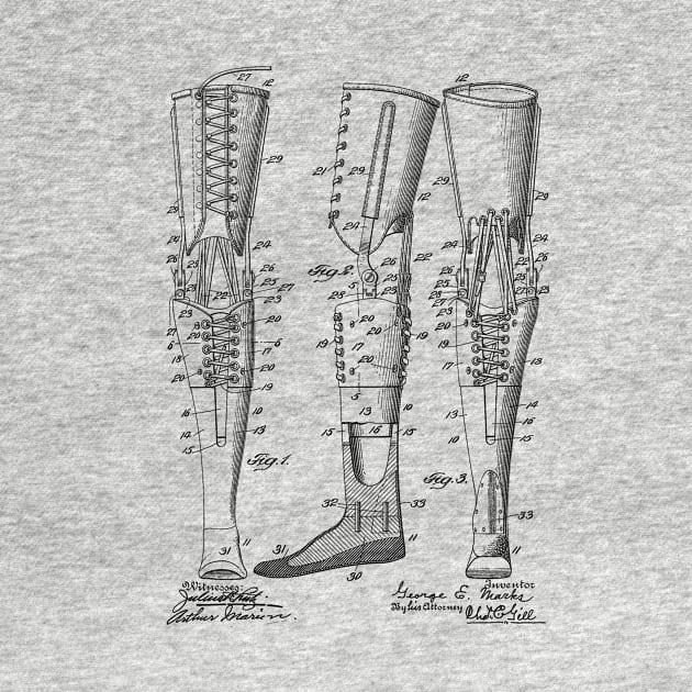 Artificial Leg Vintage Patent Hand Drawing by TheYoungDesigns